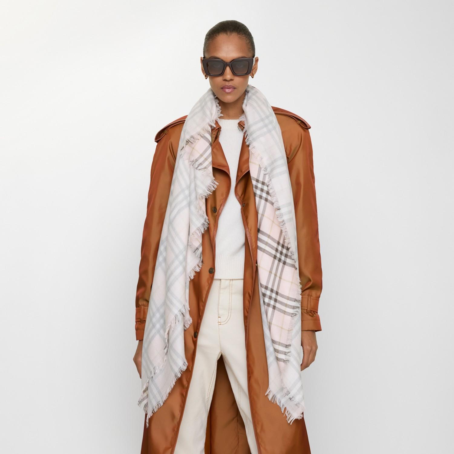 Check Wool Silk Scarf by BURBERRY