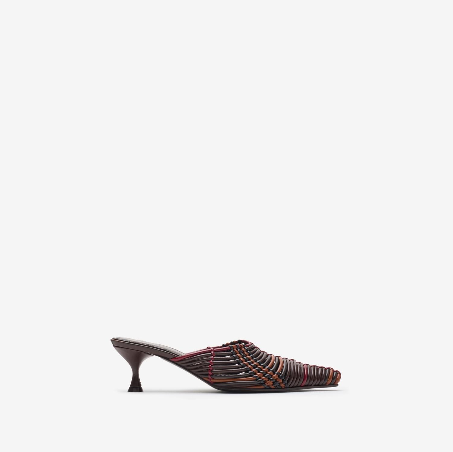 Check Woven Leather Cameo Mules​ by BURBERRY