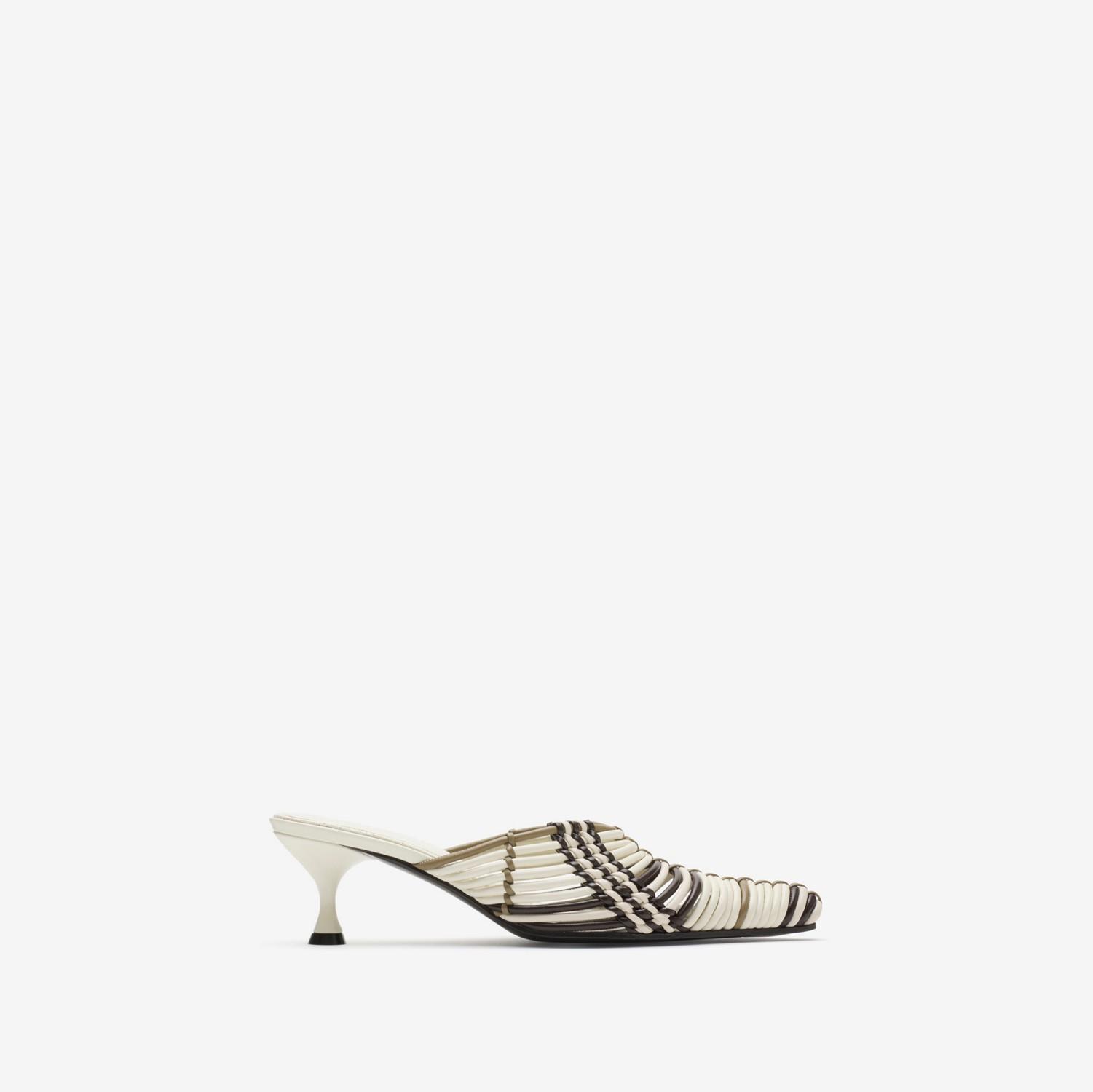 Check Woven Leather Cameo Mules by BURBERRY