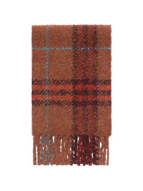 Check alpaca wool blend bouclé scarf by BURBERRY