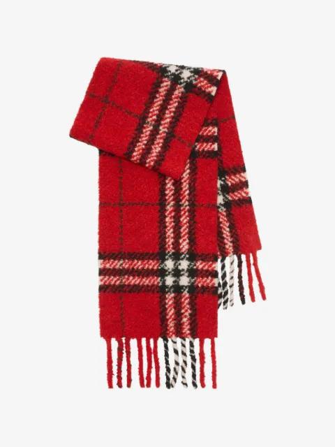 Check alpaca wool-blend bouclé scarf by BURBERRY