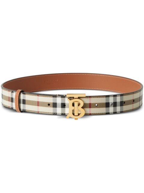 Check and Leather TB Belt by BURBERRY