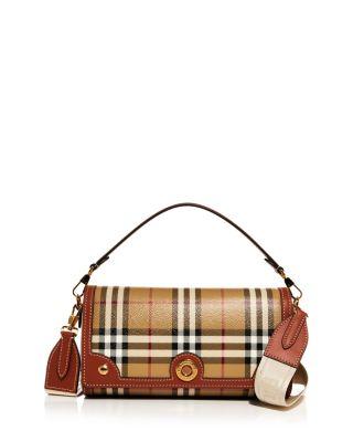 Check & Leather Top Handle Shoulder Bag by BURBERRY