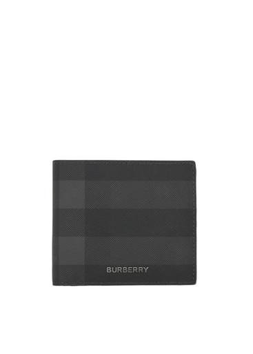 Check and leather bifold coin wallet by BURBERRY