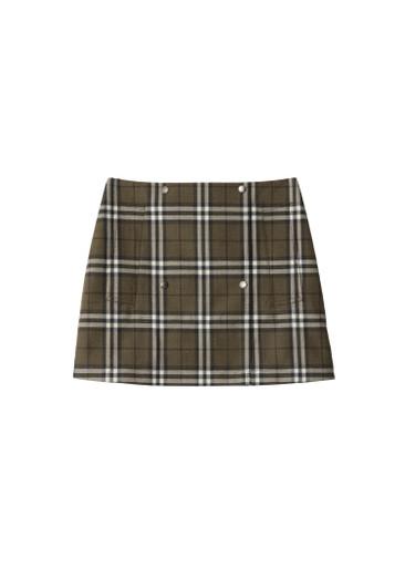 Check bonded wool trench mini skirt by BURBERRY
