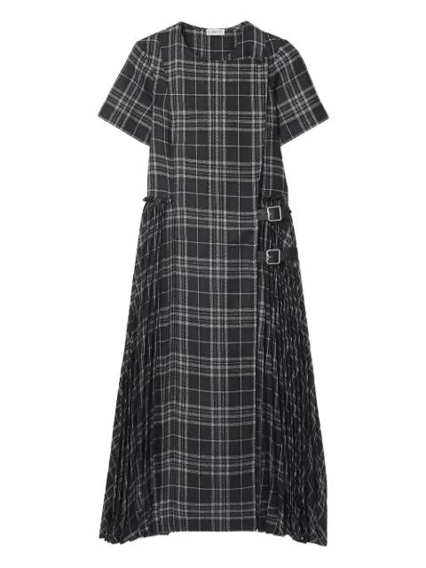 Check buckle pleated dress by BURBERRY