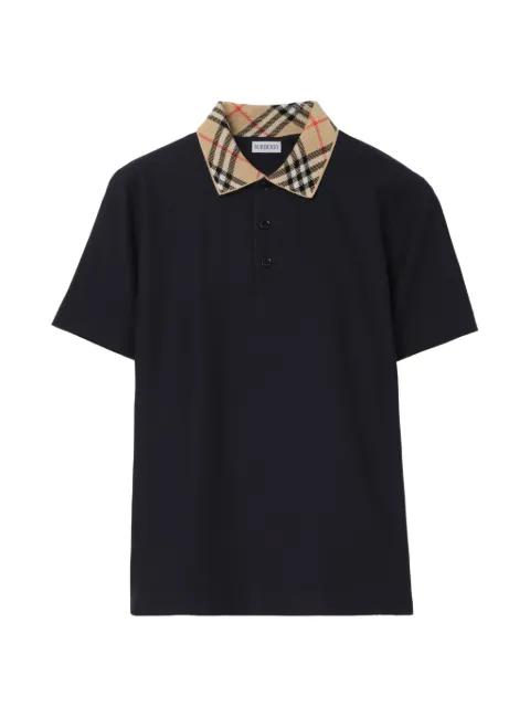 Check-collar cotton polo shirt by BURBERRY