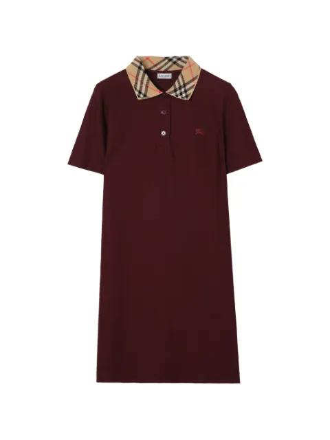 Check-collar cotton polo shirt dress by BURBERRY