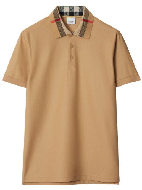 Check-detail cotton polo shirt by BURBERRY
