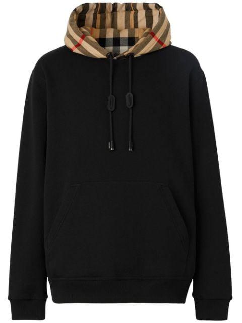 Check-hood cotton hoodie by BURBERRY