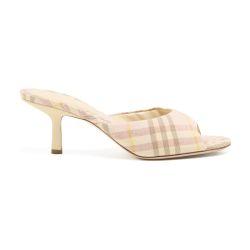 Check linen blend Mews low mules by BURBERRY