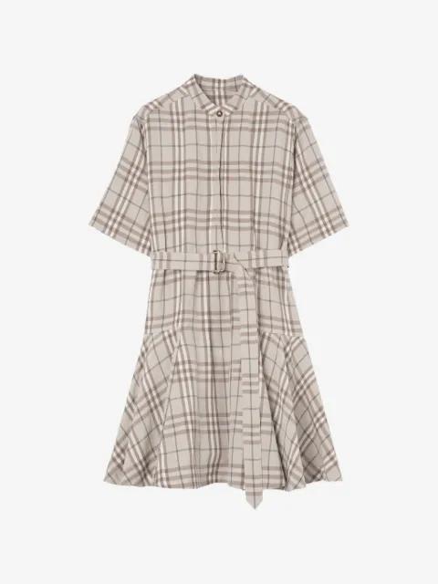 Check linen-blend dress by BURBERRY