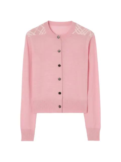 Check panel wool silk cardigan by BURBERRY
