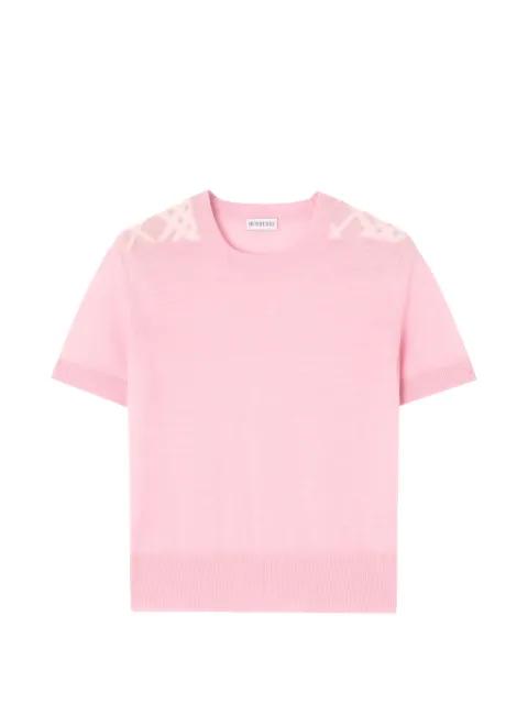 Check panel wool silk top by BURBERRY