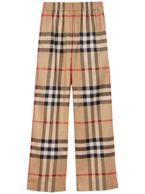 Check-pattern flared cotton trousers by BURBERRY