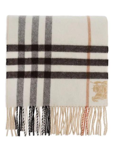 Check-pattern fringed-hem scarf by BURBERRY