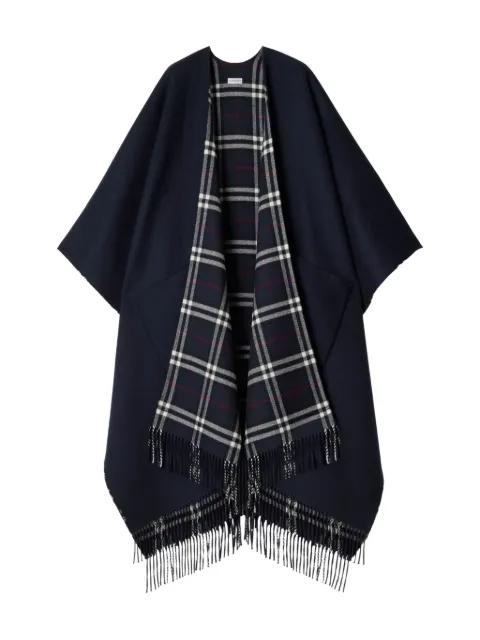 Check-pattern reversible cape by BURBERRY