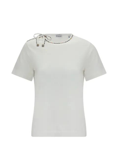 Check-trim bow-detail T-shirt by BURBERRY