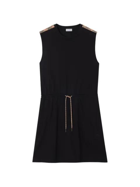 Check trim cotton jersey dress by BURBERRY