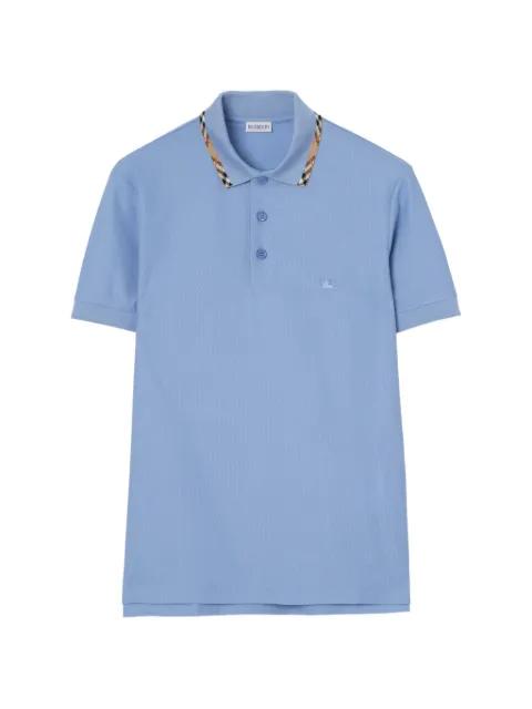 Check trim cotton polo shirt by BURBERRY