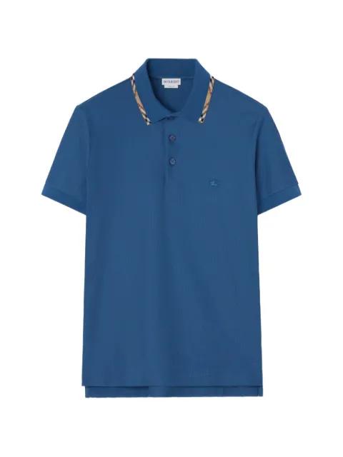 Check-trim cotton polo shirt by BURBERRY