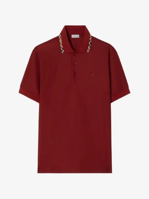 Check-trim cotton polo shirt by BURBERRY