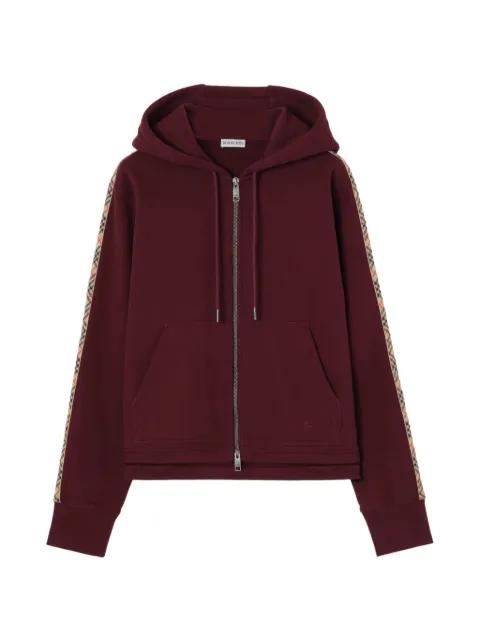 Check-trim cotton zip hoodie by BURBERRY