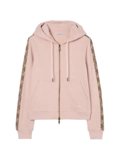Check-trim cotton zip hoodie by BURBERRY