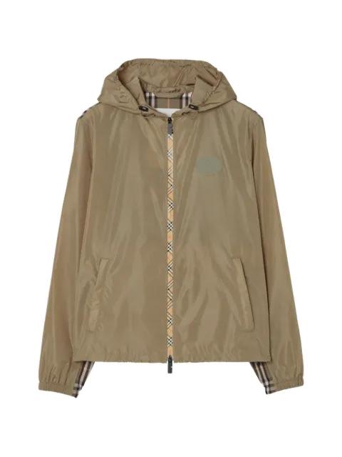 Check-trim nylon hoodied jacket by BURBERRY