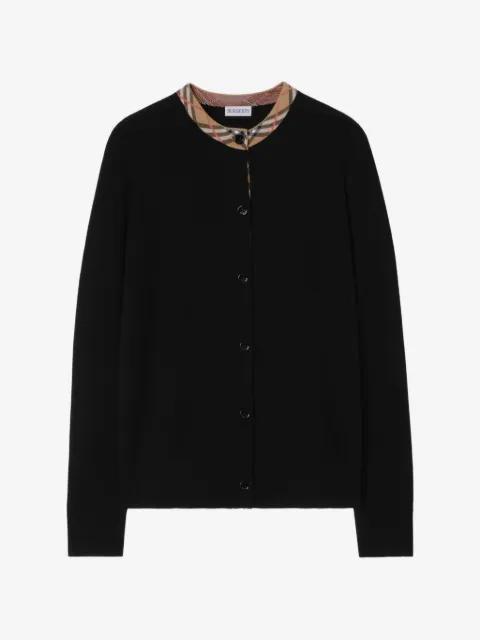 Check trim wool cardigan by BURBERRY