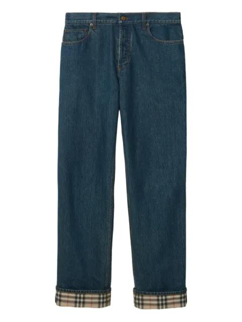Check turn-up straight jeans by BURBERRY