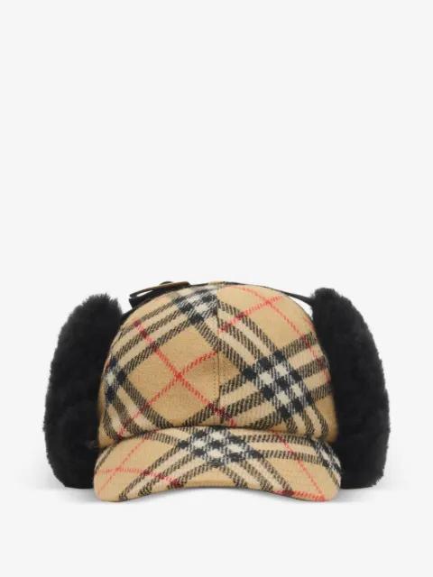 Check wool trapper cap by BURBERRY