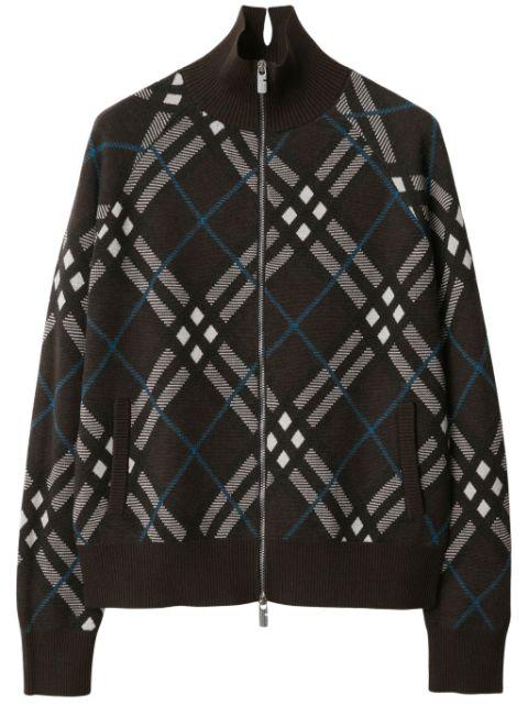 Check zip-up cardigan by BURBERRY