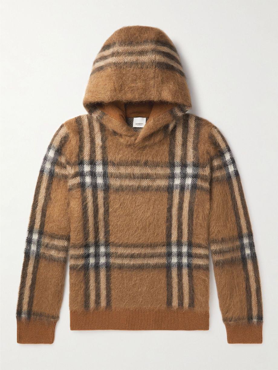 Checked Brushed-Knit Hoodie by BURBERRY