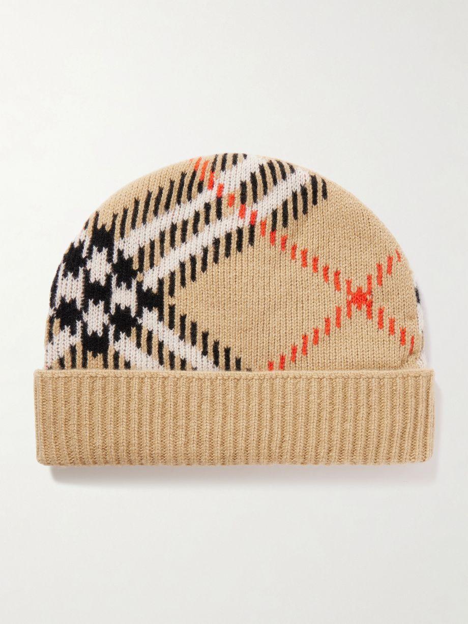 Checked ribbed cashmere-blend beanie by BURBERRY
