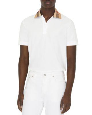 Cody Cotton Piqu&eacute; Check Collar Slim Fit Polo Shirt by BURBERRY