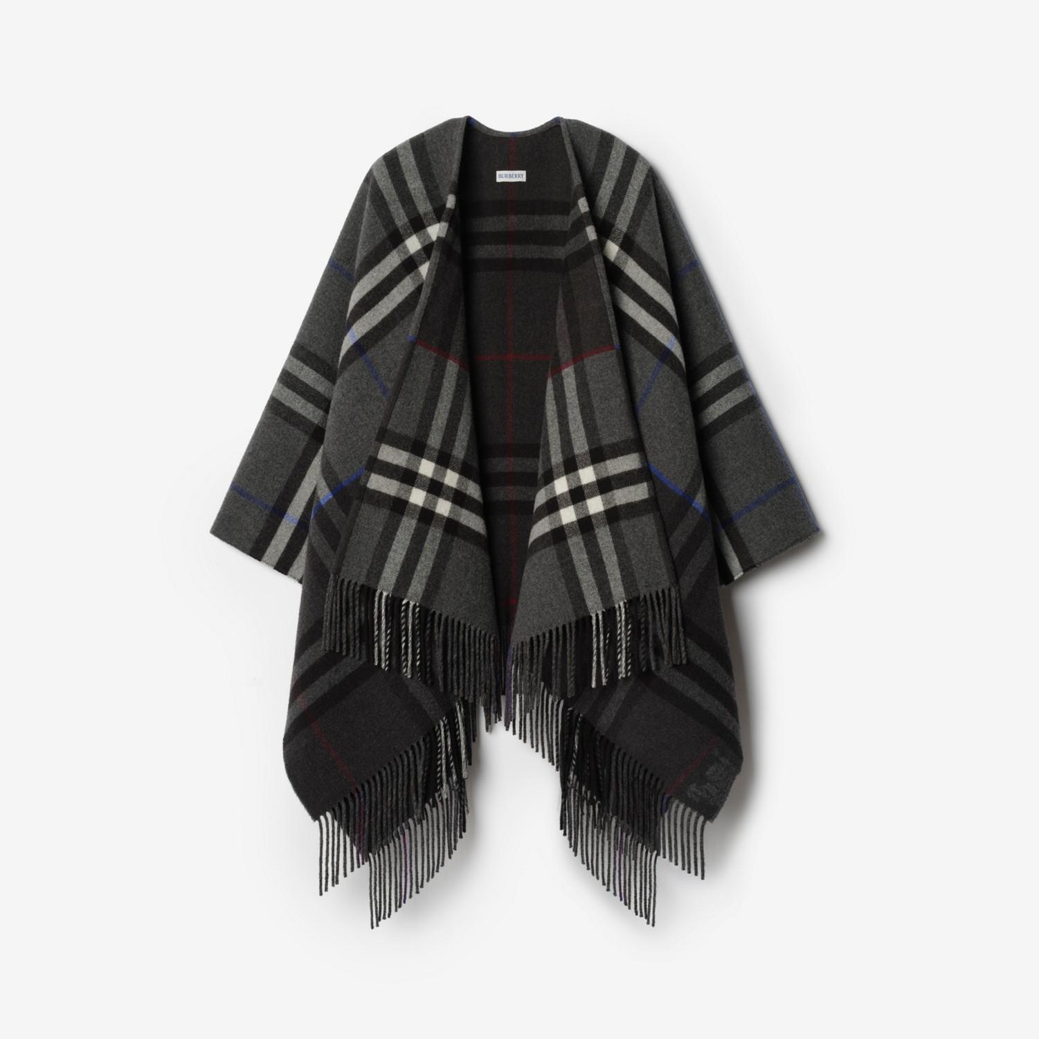 Contrast Check Cashmere Wool Cape by BURBERRY