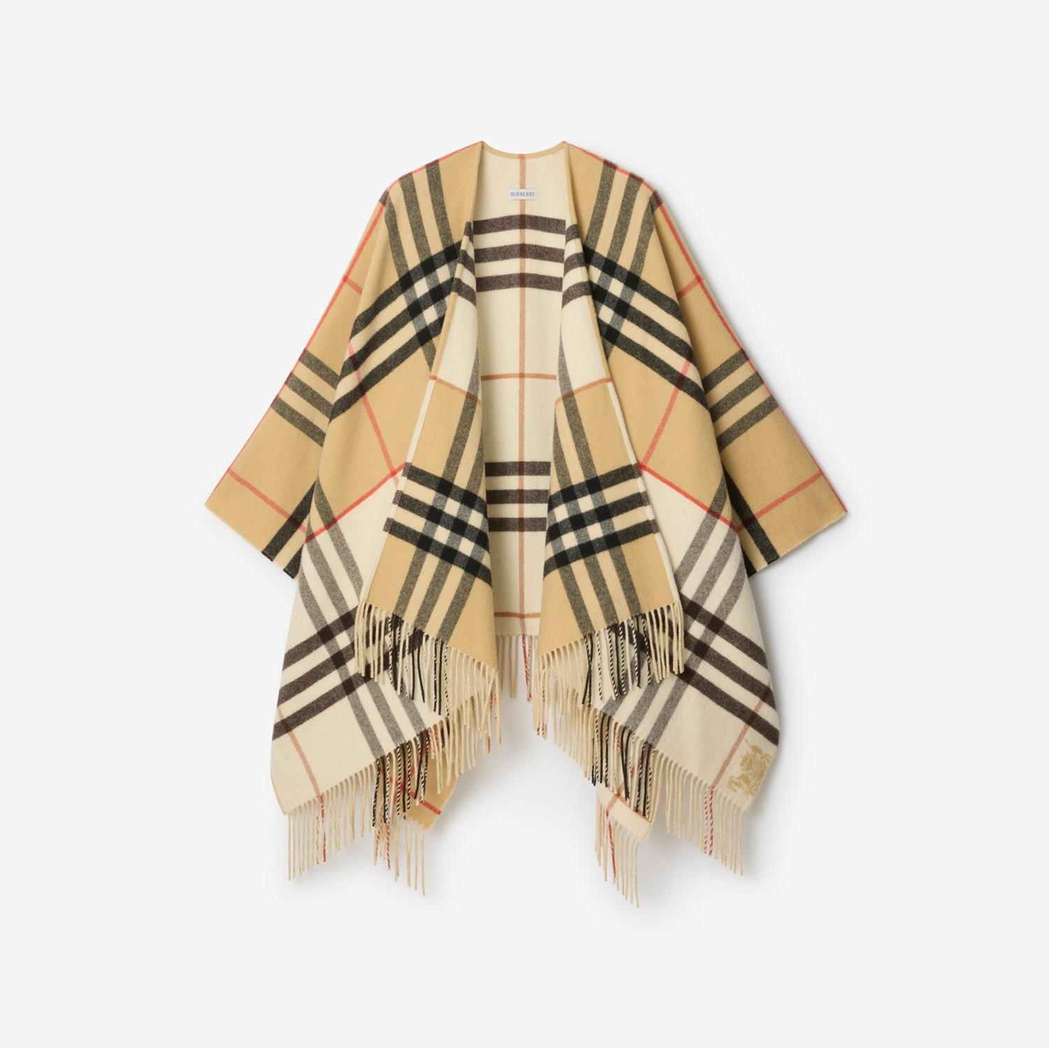 Contrast Check Cashmere Wool Cape by BURBERRY