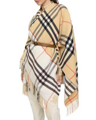 Contrast Check Cashmere & Wool Cape by BURBERRY
