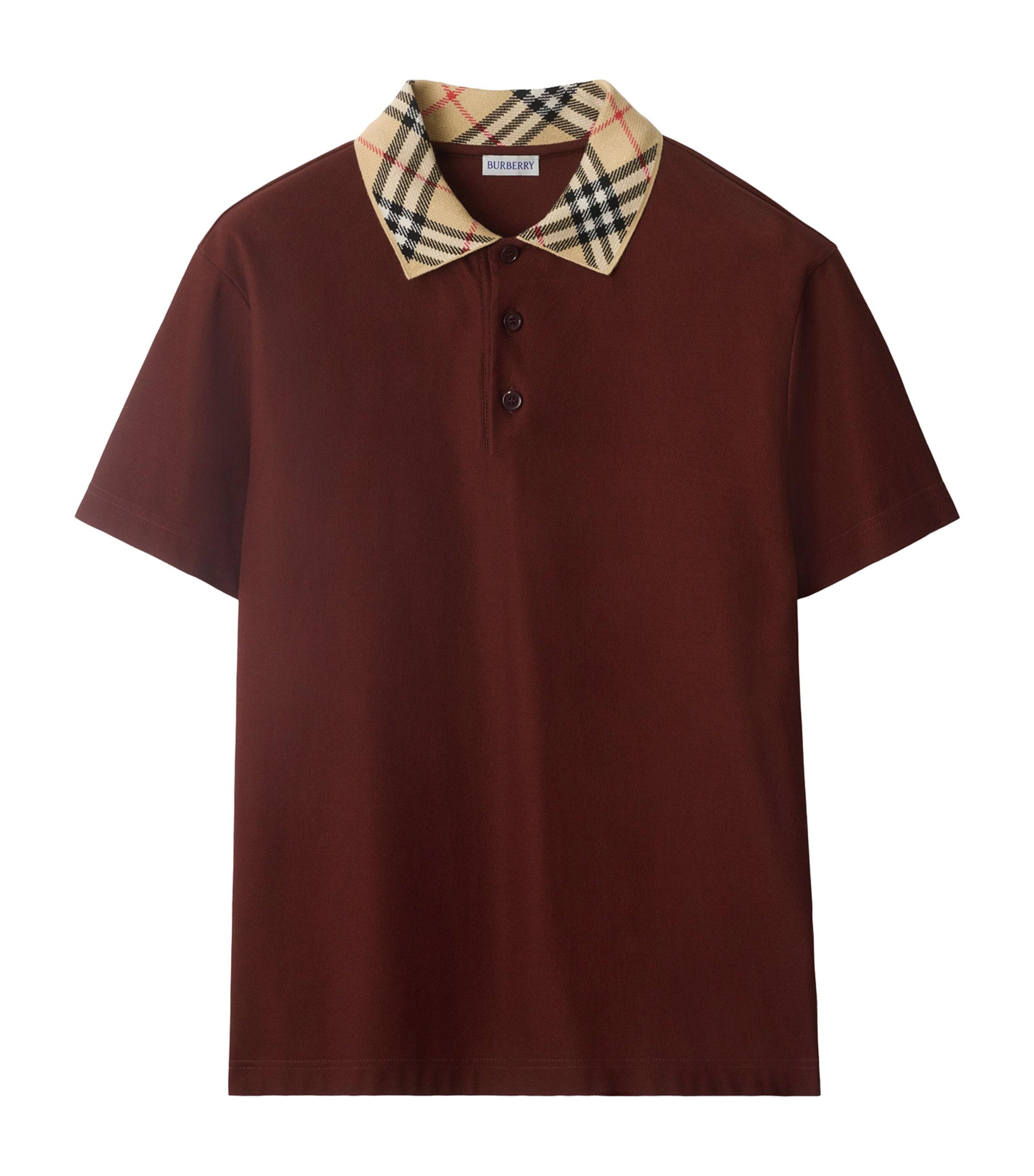 Cotton Check-Collar Polo Shirt by BURBERRY