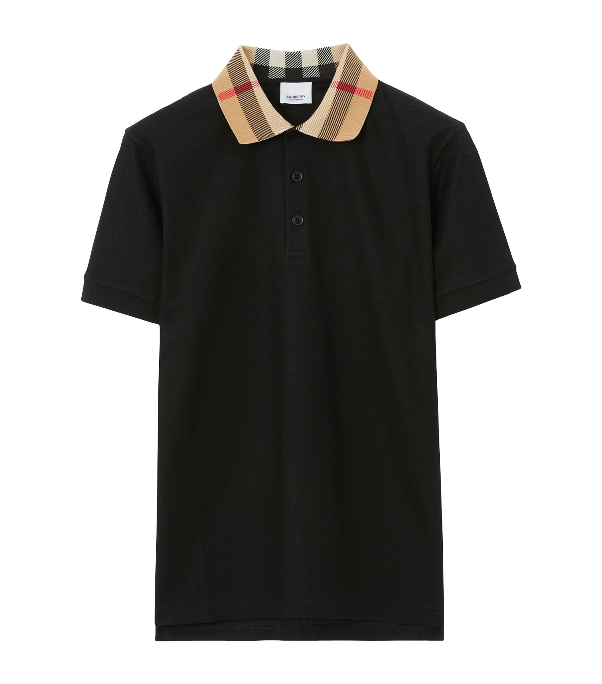 Cotton Check-Collar Polo Shirt by BURBERRY