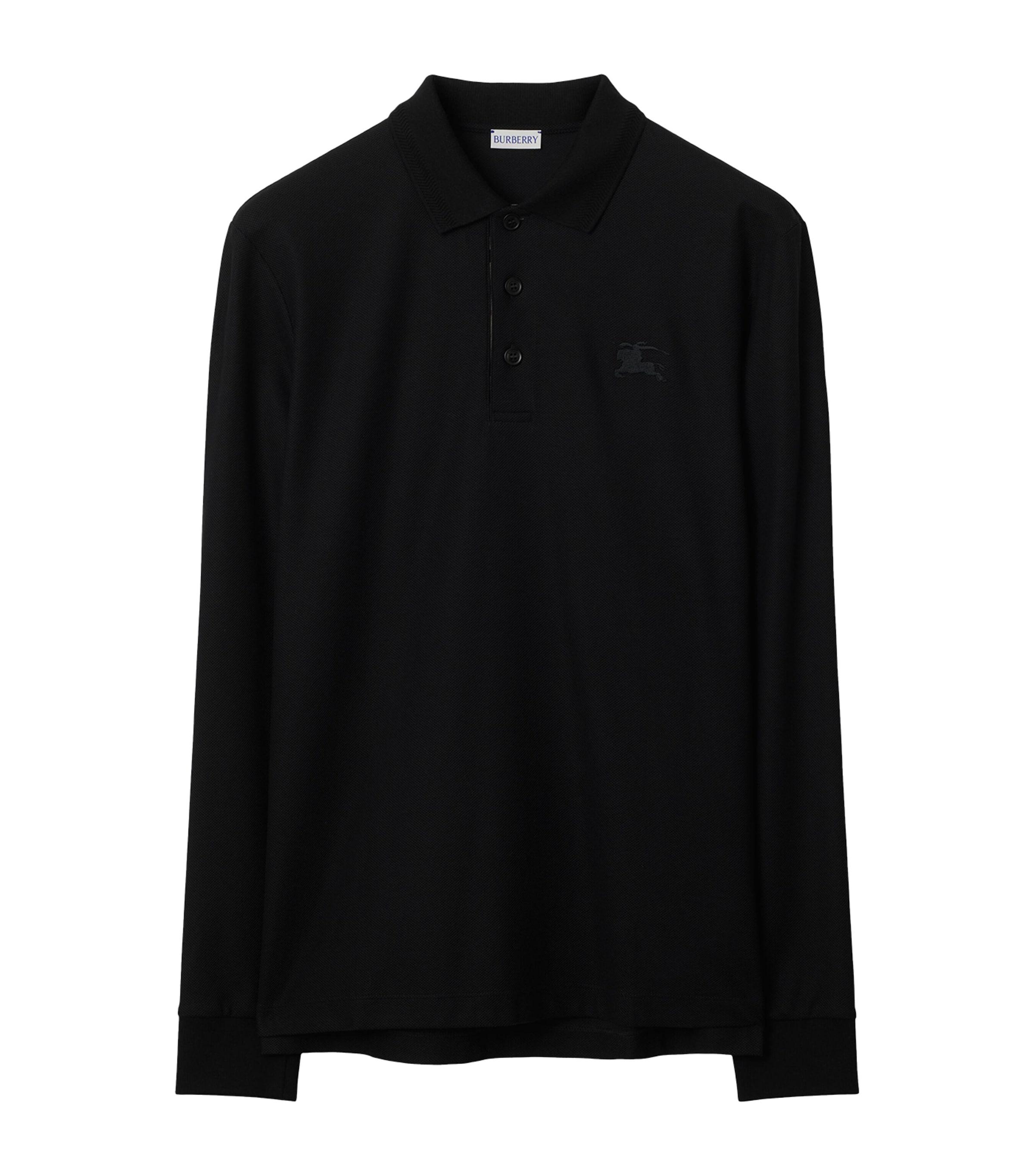 Cotton EKD -Embroidered Long-Sleeve Polo Shirt by BURBERRY