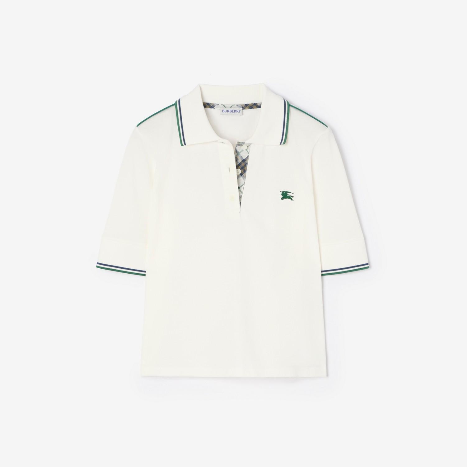Cropped Check Cotton Pique Polo Shirt by BURBERRY