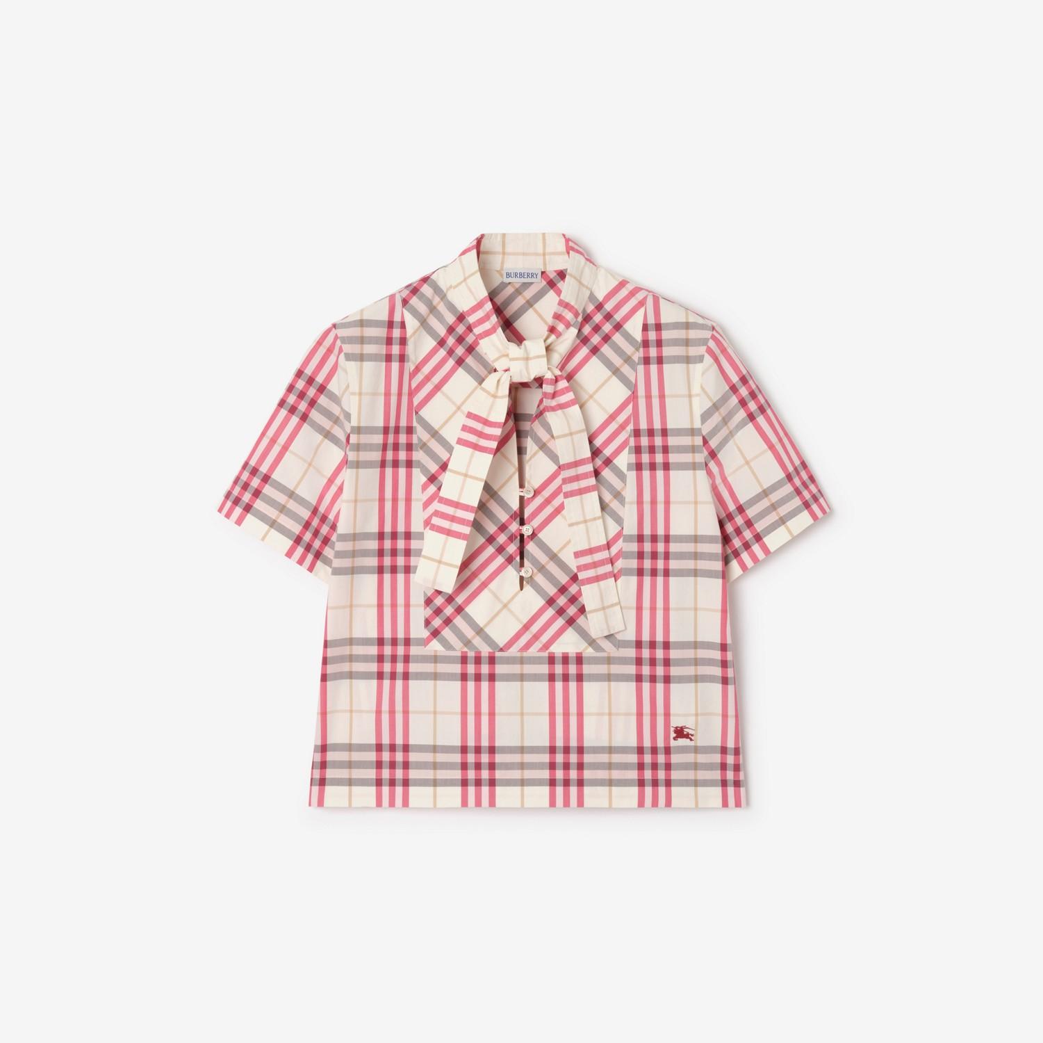 Cropped Check Cotton Scarf Blouse by BURBERRY