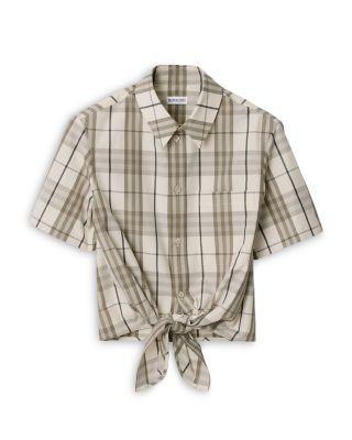 Cropped Check Cotton Shirt by BURBERRY
