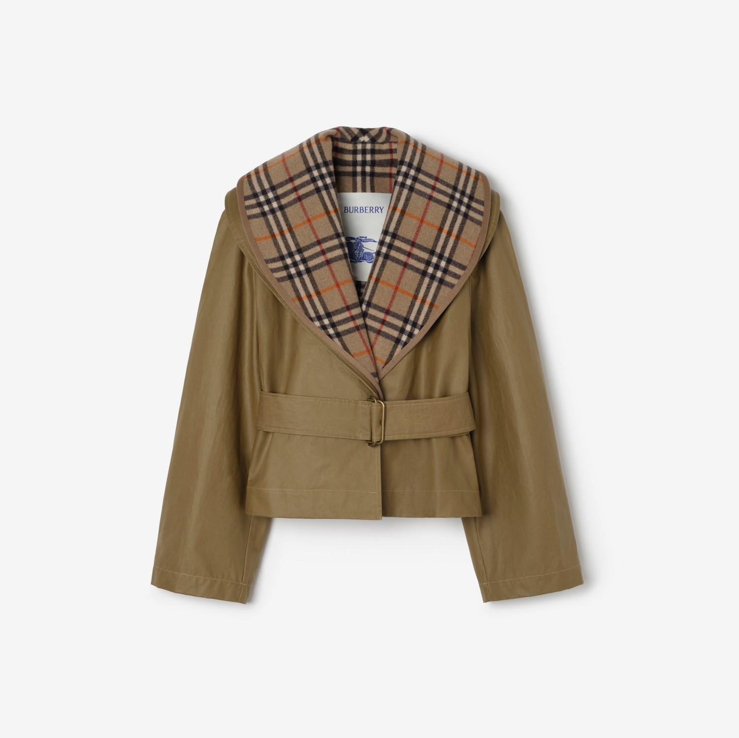 Cropped Cotton Jacket with Check Warmer by BURBERRY