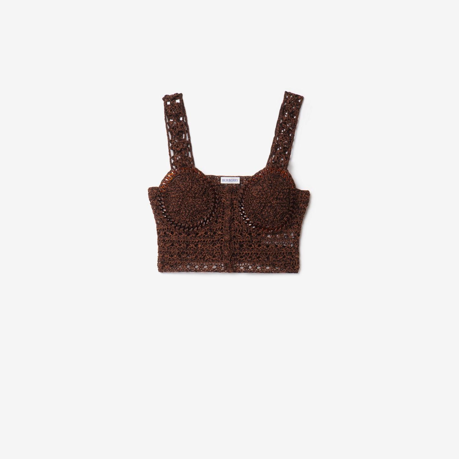 Cropped Crochet Mouliné Cotton Top by BURBERRY Cropped Crochet Mouliné Cotton Top by BURBERRY