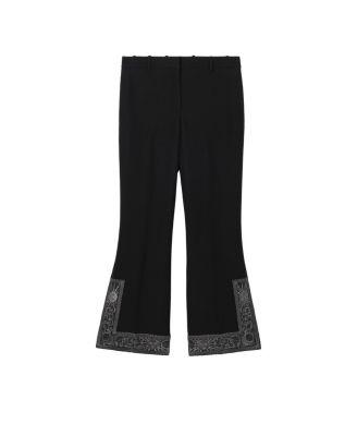 Cropped Embroidered Wool Silk Flared Trousers by BURBERRY