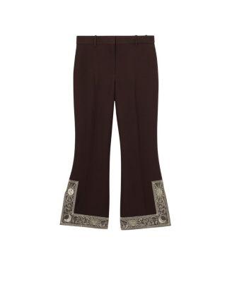 Cropped Embroidered Wool Silk Flared Trousers by BURBERRY