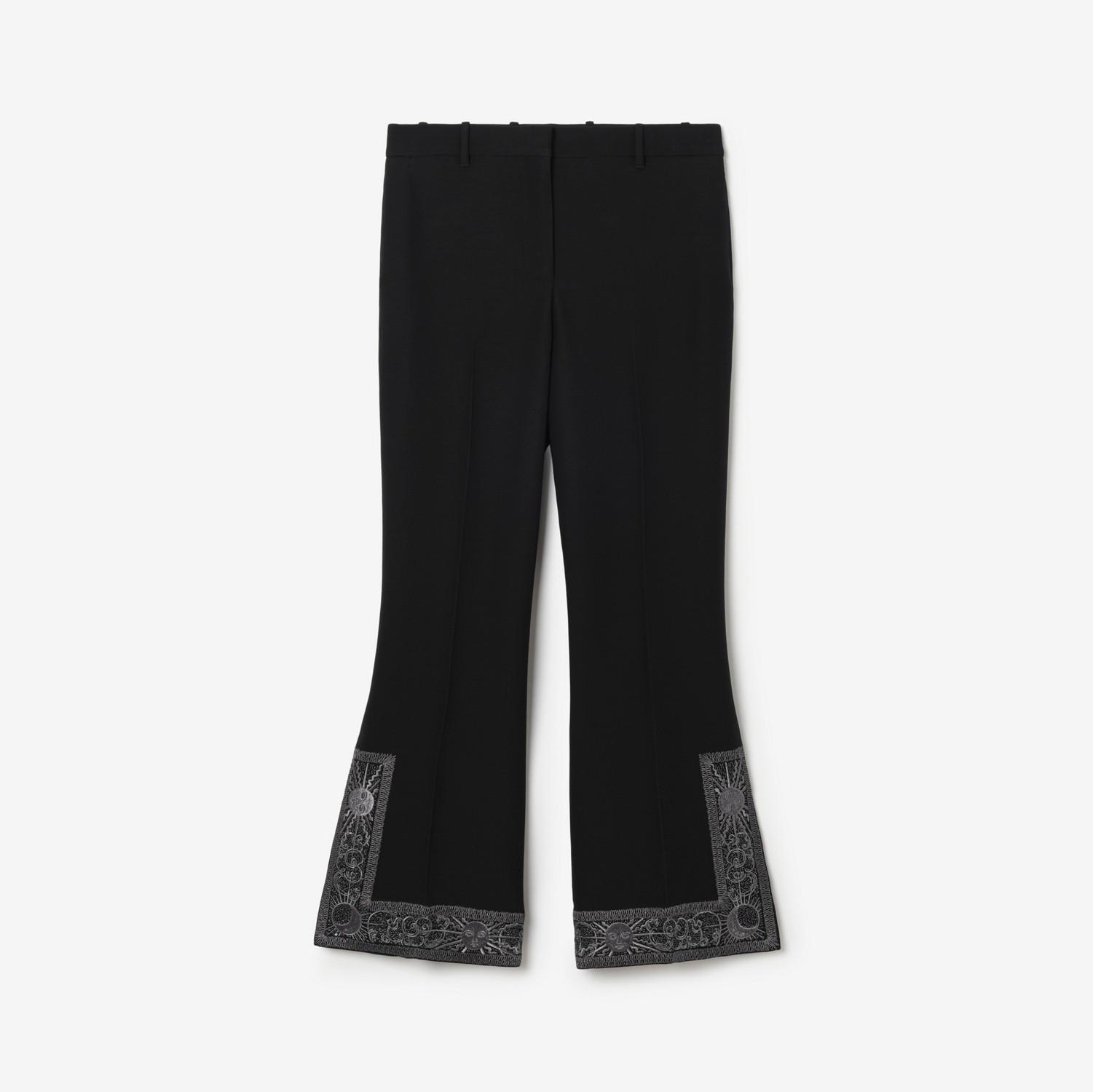 Cropped Embroidered Wool Silk Flared Trousers by BURBERRY